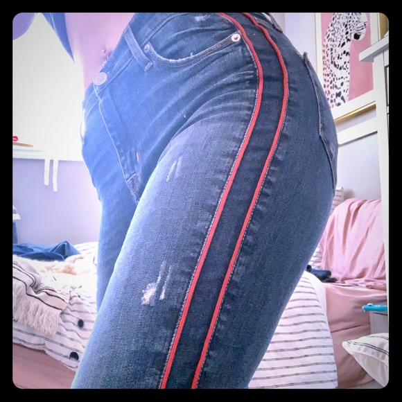 Red Stripe Jeans - Picture 3 of 3
